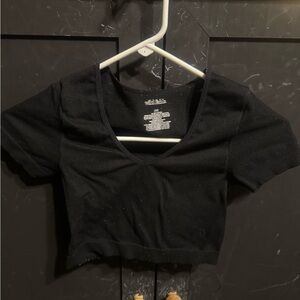 Wild Fable Black Ribbed Crop Top